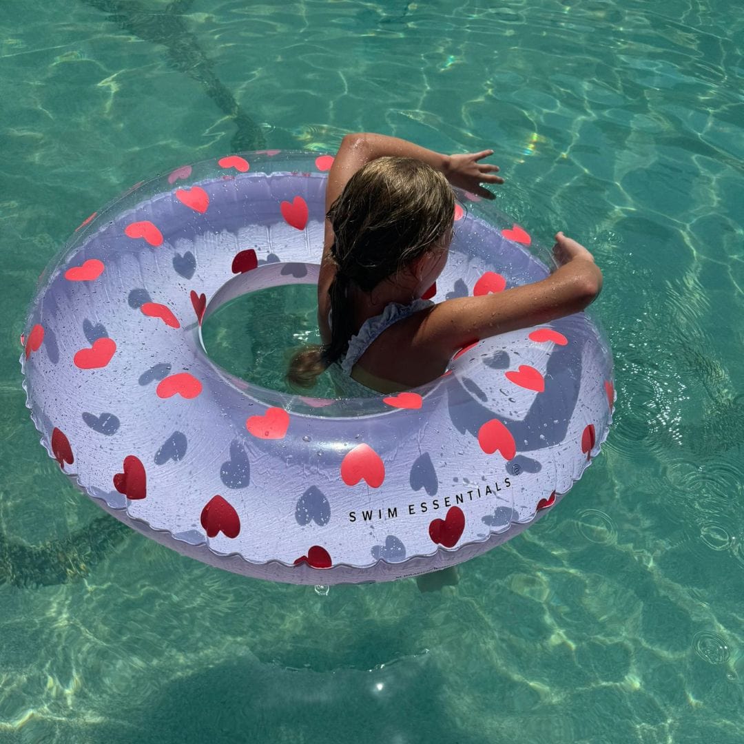 Inflatable Swim Ring - Sweet Hearts Transparent, 90 cm