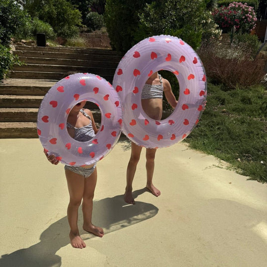 Inflatable Swim Ring - Sweet Hearts Transparent, 90 cm