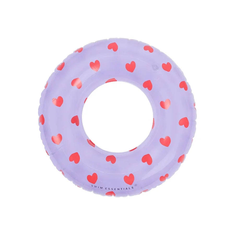Inflatable Swim Ring - Sweet Hearts Transparent, 90 cm
