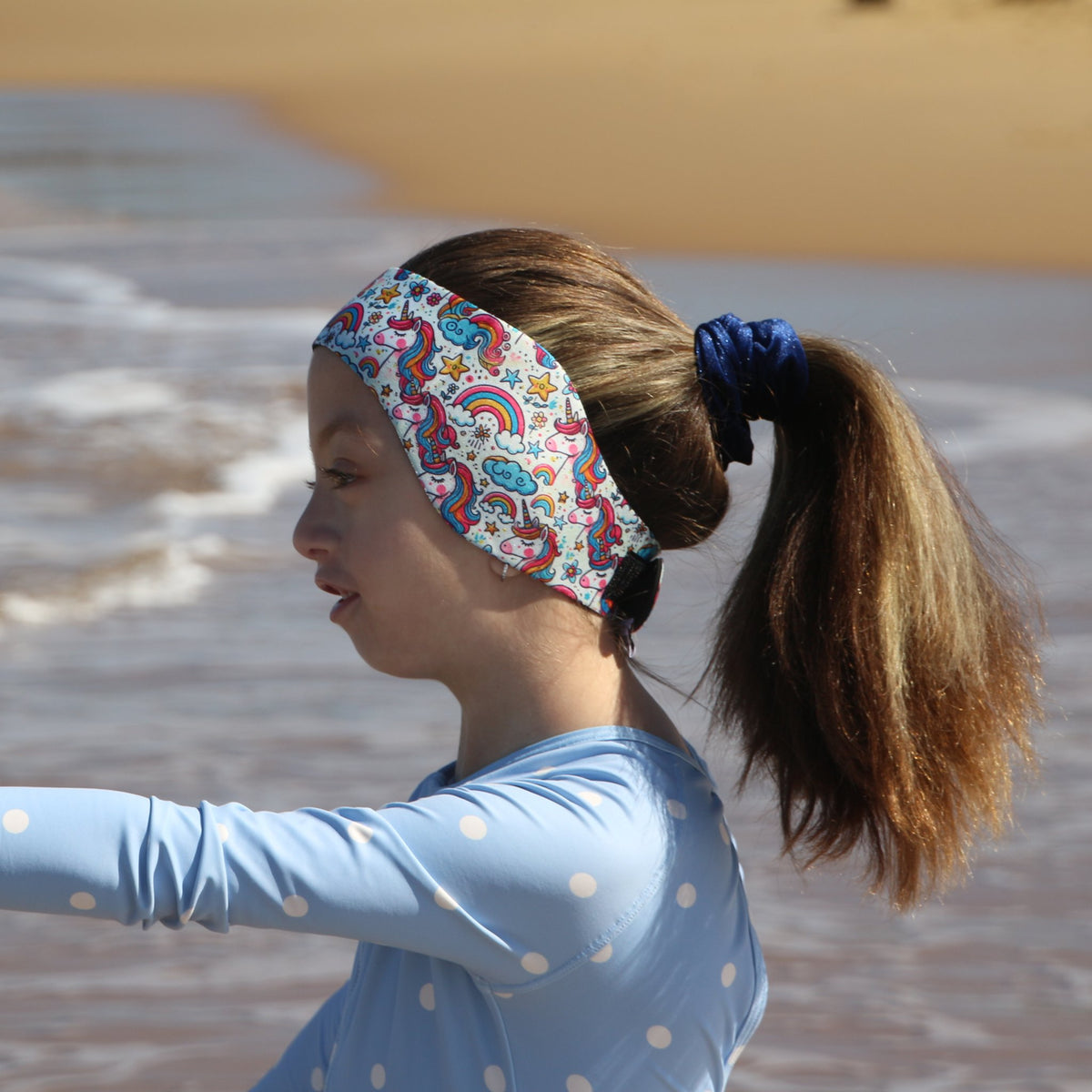 Audry Unicorn Swim Ear Band - Neoprene Ear Protection for Kids with Grommets