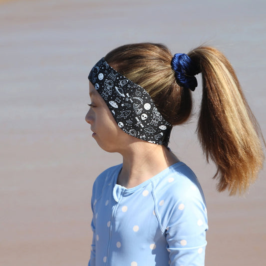 Audry Space Swim Ear Band - Neoprene Ear Protection for Kids with Grommets