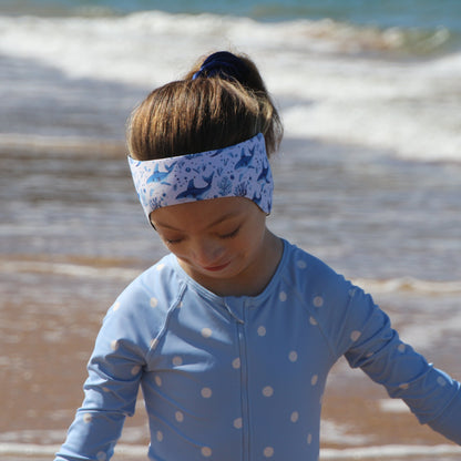Audry Shark Swim Ear Band - Neoprene Ear Protection for Kids with Grommets
